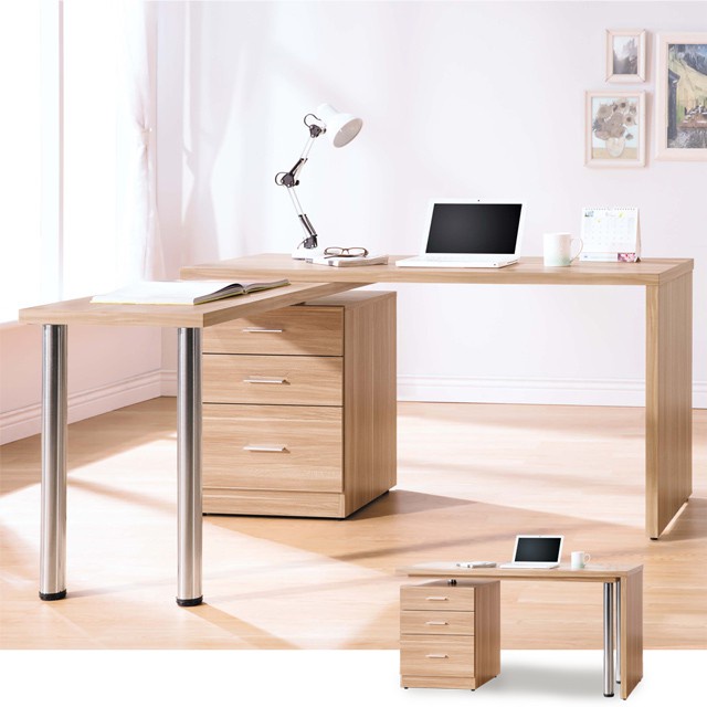 Homelike 蘿瑪4.8尺旋轉功能桌-原木色 辦公桌 書桌 工作桌 專人配送