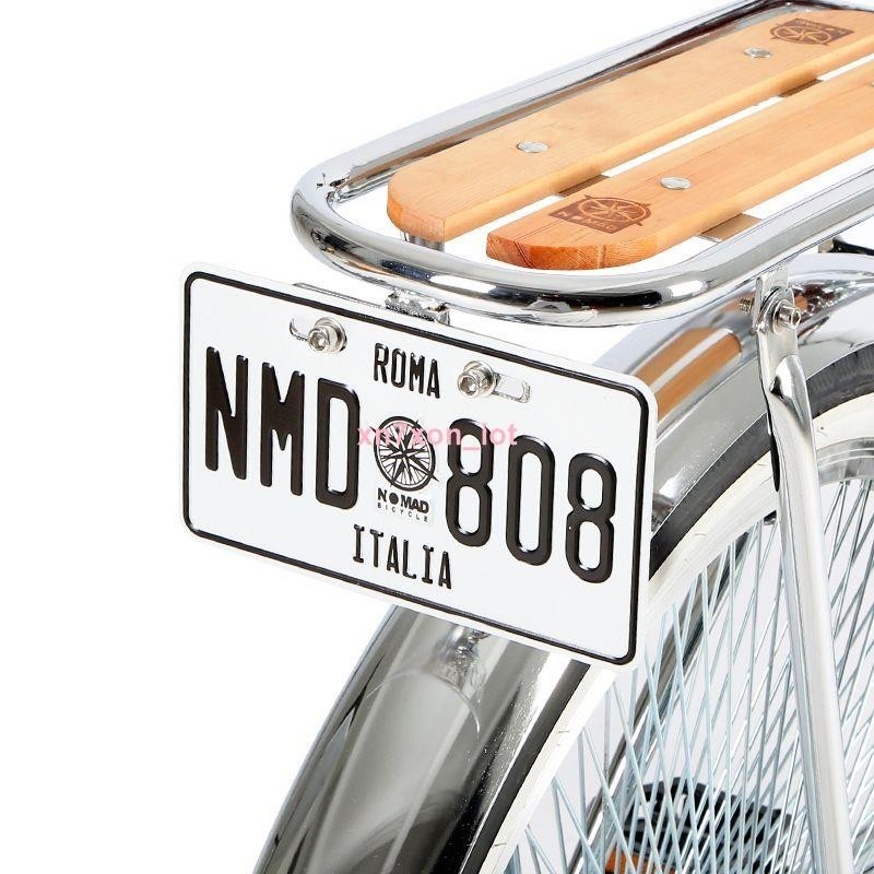 自行車復古車牌安全反光裝飾鋼材牌照公路車電動車摩托通用🍥鵝逗鵝逗鵝逗0123