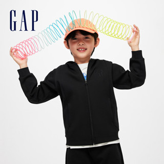 Gap 男童裝 Logo連帽外套 空氣三明治系列-黑色(891700)