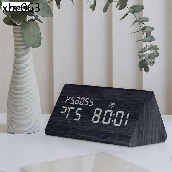 三角形鬧鐘桌面電子時間顯示器檯曆日曆時鐘擺放臺式鐘錶客廳擺件