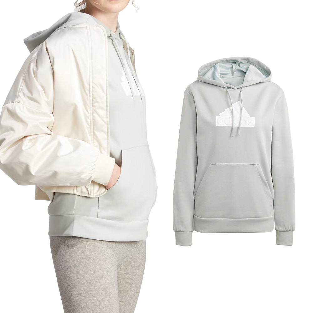 Adidas W FI BOS Hoodie 女 灰色 運動 休閒 帽T 口袋 連帽 長袖 IM4877