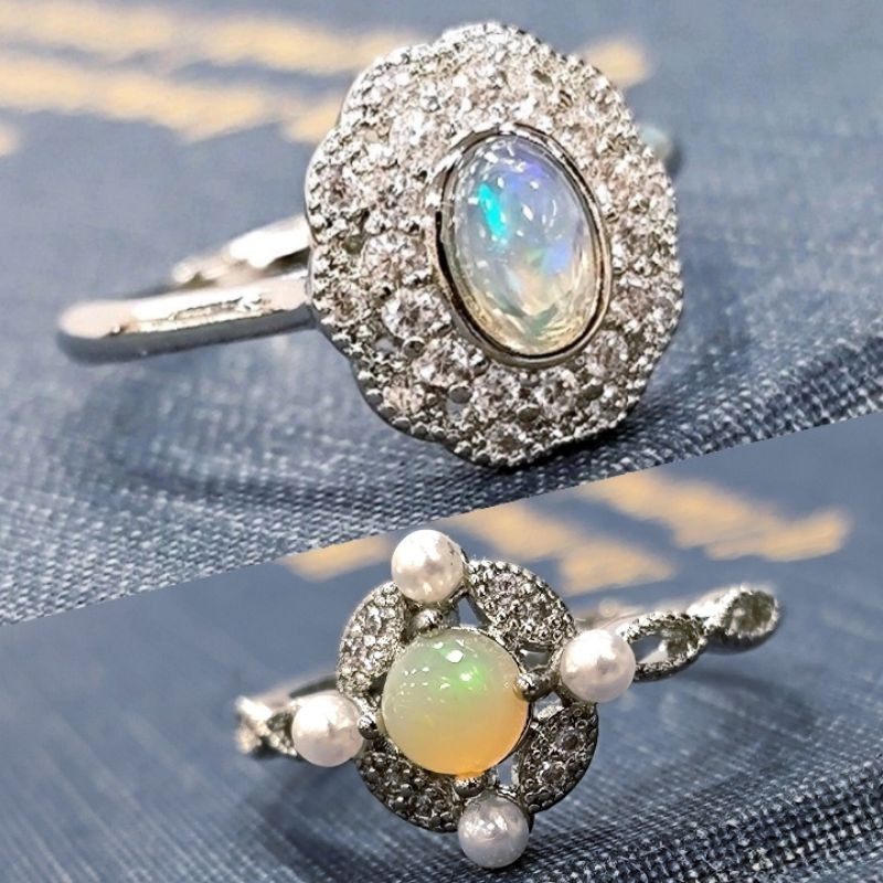 強光超美🇬🇧 英國帶回英國HARRODS天然澳大利亞opal 歐珀澳寶水晶925純銀戒指排戒