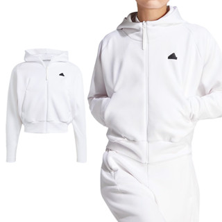 Adidas W Z.N.E. FZ 女 白色 休閒 運動 短版 舒適 寬鬆 百搭 連帽 外套 IN5133