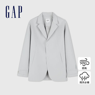 Gap 男裝 Logo防風防雨翻領西裝外套-銀灰色(884815)