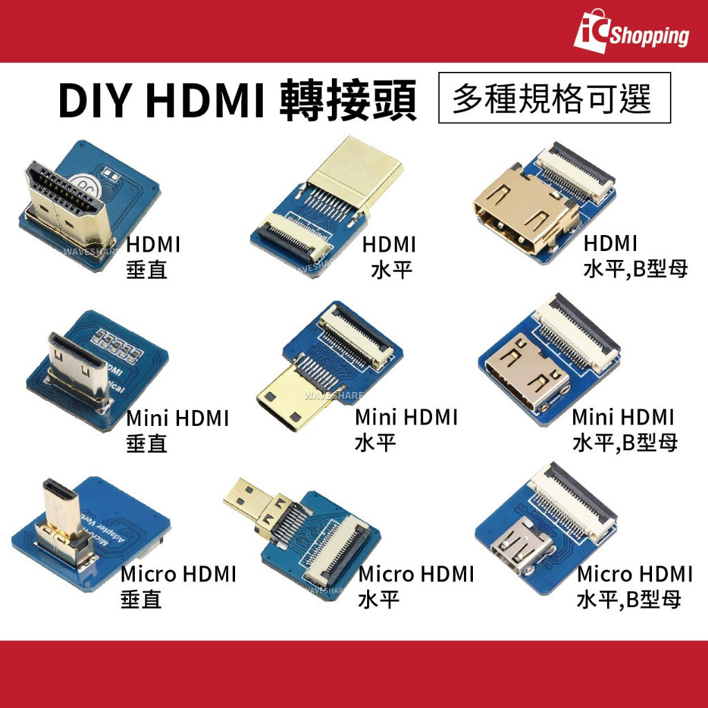 iCShop 微雪 HDMI轉接頭 垂直 水平 Micro FFC 轉接線 HDMI接頭 HDMI轉接板