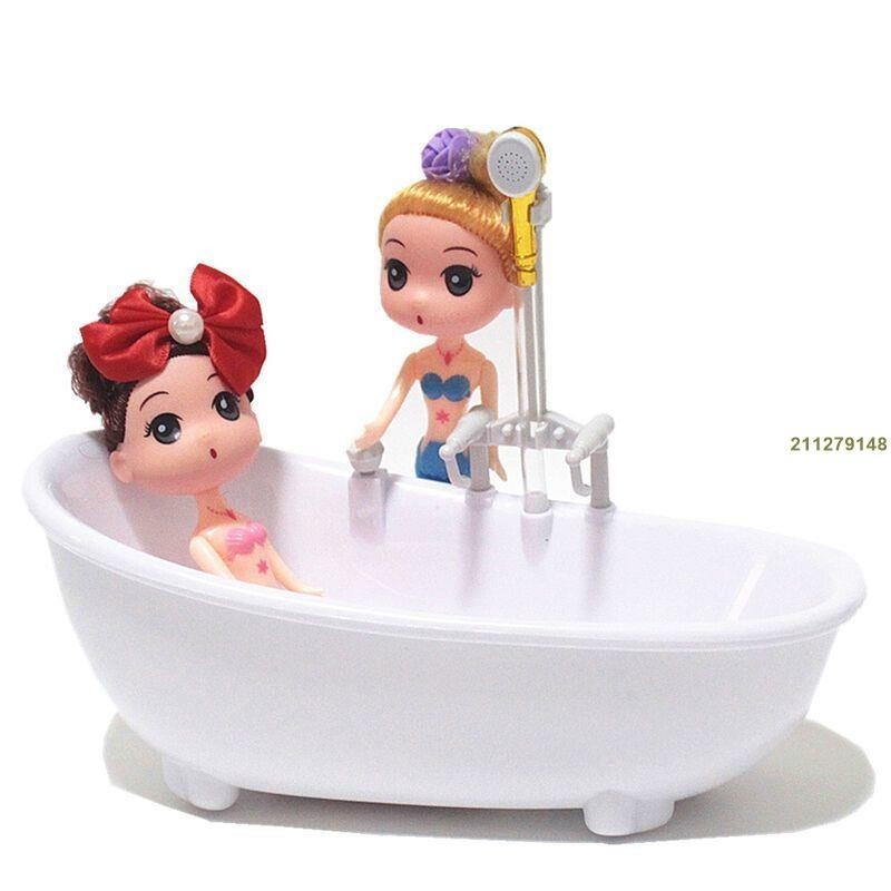 |彩虹adVm| 浴缸玩具 戲水玩具 兒童洗澡玩具 夏天戲水電動噴水浴缸玩具女孩過傢傢美人魚洗澡洗澡芭比娃娃配件