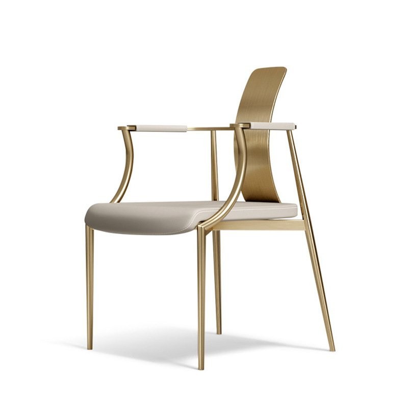 輕奢泡茶椅茶桌組閤套裝後現代圍椅圈椅不銹鋼客人椅設計師官帽椅