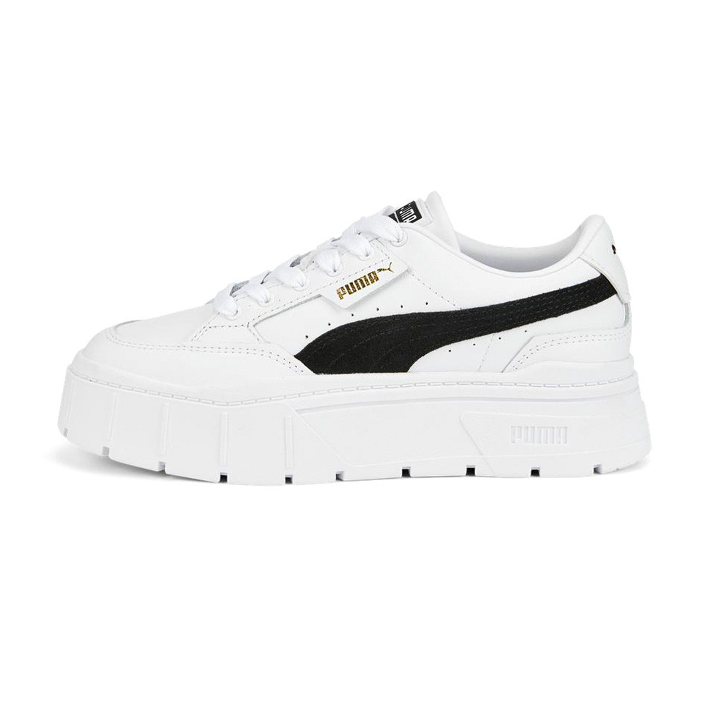 Puma Mayze Stack Wns 女鞋 白黑色 皮革 小白鞋 厚底 休閒鞋 38436304