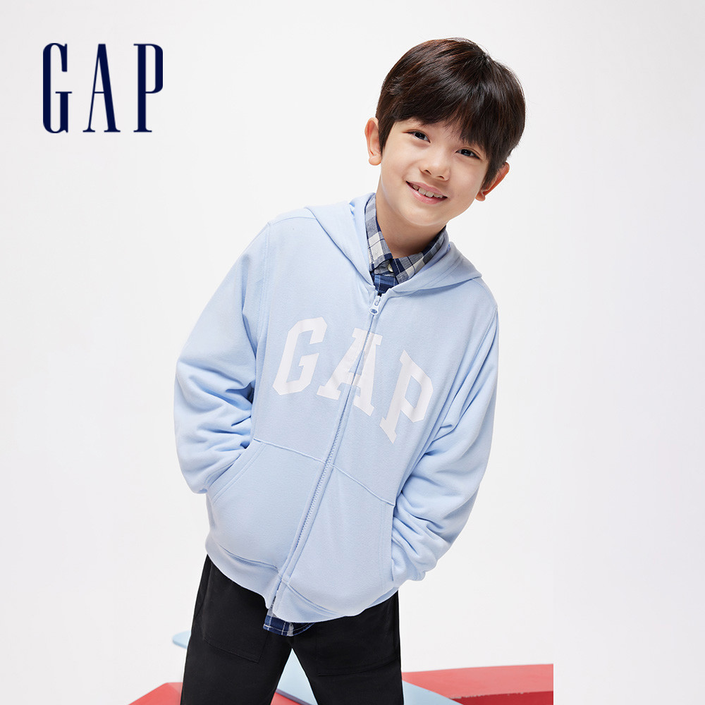 Gap 男童裝 Logo連帽外套-藍色(890300)