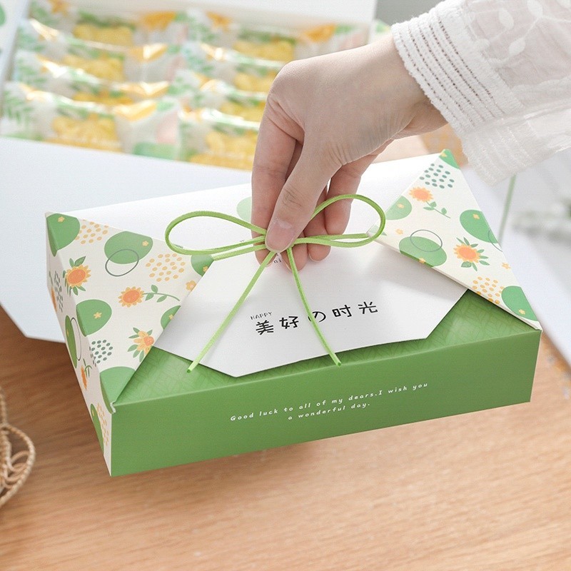 凱美順客製 5入 ins綠豆糕包裝盒 紙盒 包裝盒 蛋黃酥盒 點心禮盒 烘焙包裝 手提包裝 高檔 6粒蛋黃酥盒子