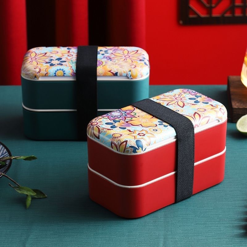 日式便當盒國潮ins風飯盒日式可微波雙層便當盒帶餐具減脂餐盒水果盒壽司盒MOOPS