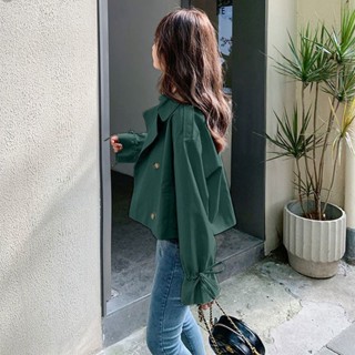 悅悅家 新品 熱賣爆款風衣外套女小個子2024春秋新款韓版寬鬆顯瘦外穿百搭短版夾克