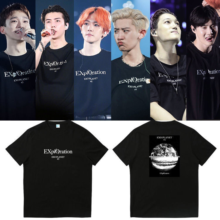 EXO PLANET#5 EXplOration五巡演唱會周邊同款衣服印花短袖T恤