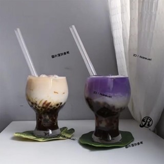 ins網紅咖啡廳玻璃杯 chic簡約冰咖啡杯 果汁杯 氣泡水杯仙女杯子fkleewei
