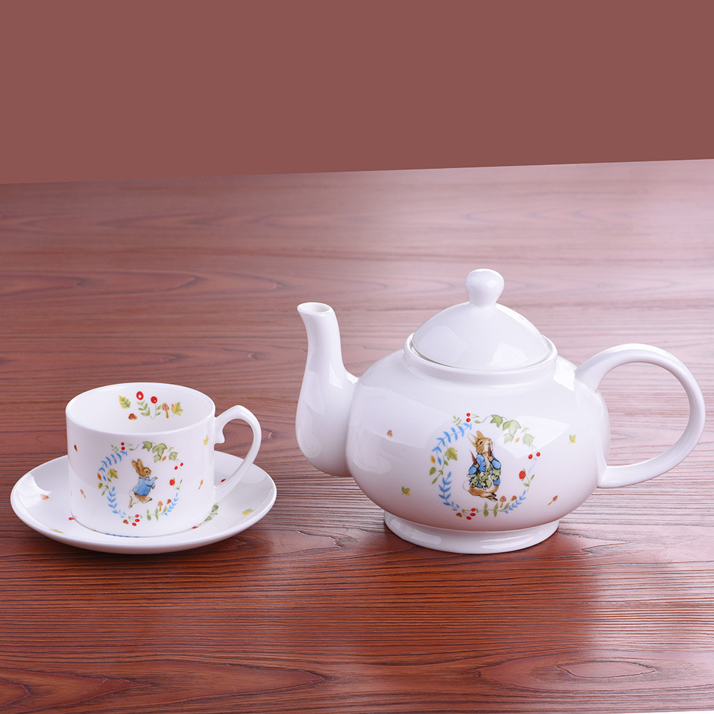 英國彼得兔 英式下午茶 茶具套裝 果盤 茶壺 杯碟 帶過濾骨瓷壺陶-five0226