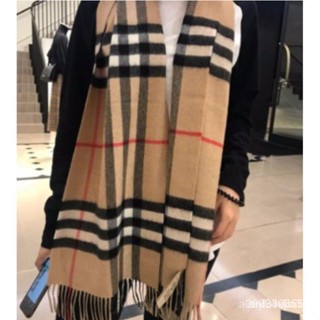 真品二手 Burberry 博伯利 80181731 羊絨 經典格紋喀什米爾圍巾 圍脖