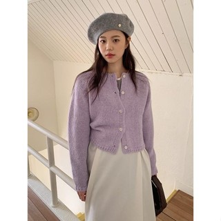 【Codibook】韓國 From Beginning 素色圓領奶油感羊毛針織外套［預購］針織外套 女裝