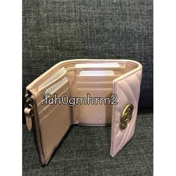 二手現貨 GUCCI 古馳GG Marmont matelassé wallet 粉色皮夾 免運