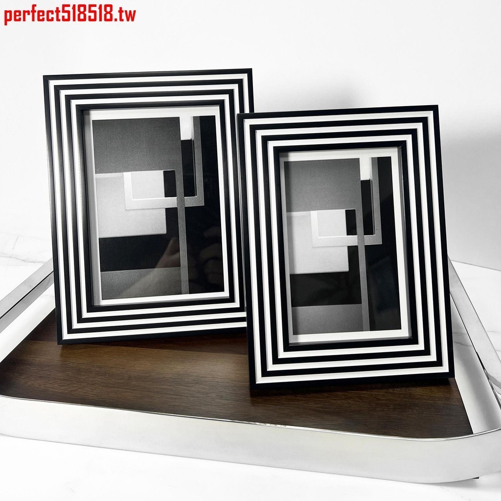 3月熱賣#6寸現代簡約輕奢相框銀色創意臥室擺臺客廳書房像框相架擺件像框