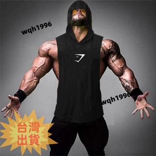 免運✨肌肉SHARK潮男健美鯊魚連帽跑步運動背心男士訓練透氣健身無袖無袖