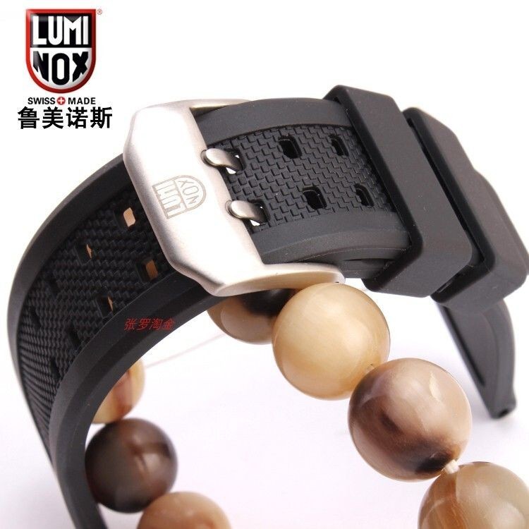 好品質適配雷美諾時LUMINOX 3051 3182黑色矽膠手錶帶男防水魯美諾斯23m
