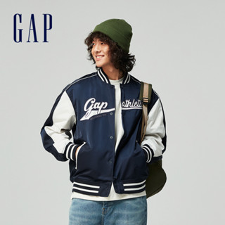 Gap 男裝 Logo印花立領棒球外套-海軍藍(877532)
