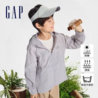 Gap 男童裝 Logo防曬連帽外套-灰色(890361)