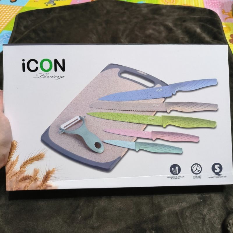 全新 iCON Living 馬卡龍不沾刀具砧板組 刀具 菜刀