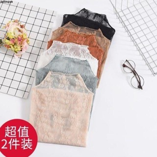 蕾絲打底衫👍蕾絲打底衫女長袖2024高領春裝內搭鏤空雪紡洋氣性感網紗百搭上衣