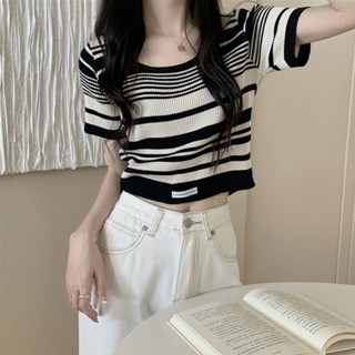 🦋🌸【OBIND】短袖 🦋🌸打底衫 高檔針織短款上衣t恤女2024年新款夏季修身設計感小眾洋氣顯瘦款