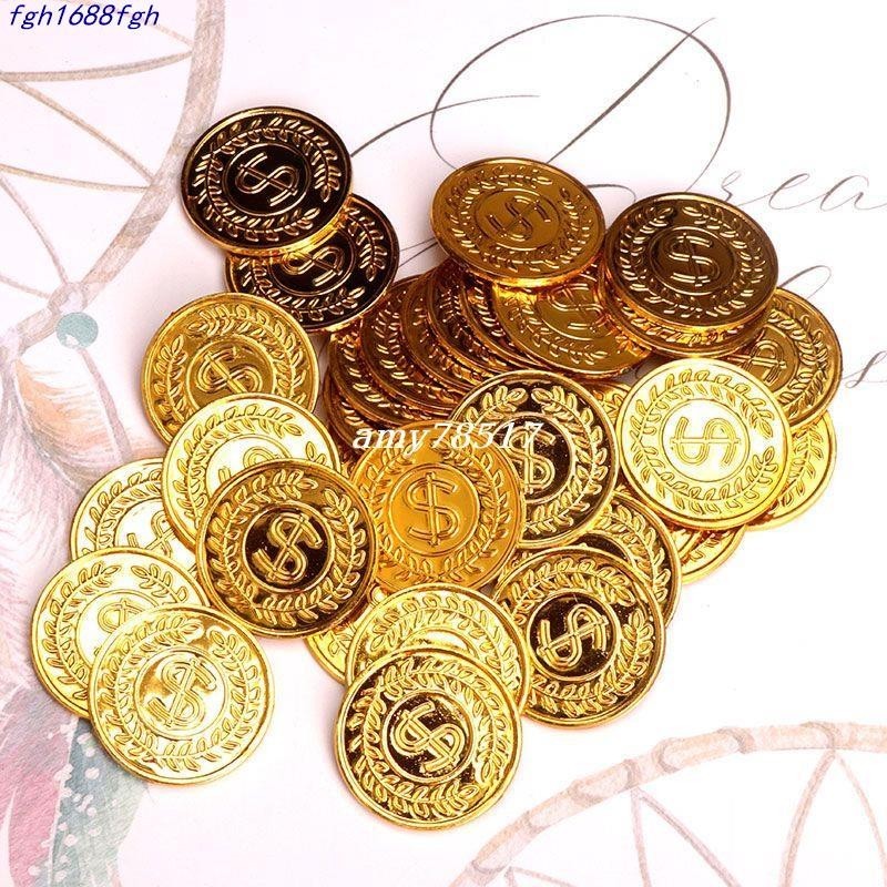 熱賣🦋獎勵幣道具硬幣仿真海盜金幣塑膠鍍金抓活動假遊戲代籌碼寶藏海盜