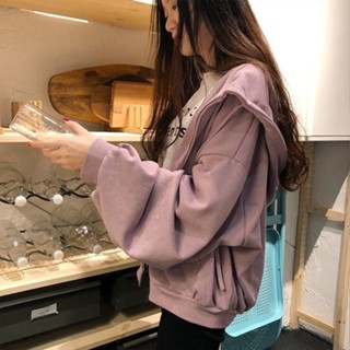 【Sweet Oversize】外套女潮ins冬季大碼加絨加厚衛衣學生韓版寬鬆連帽學院風衣服女