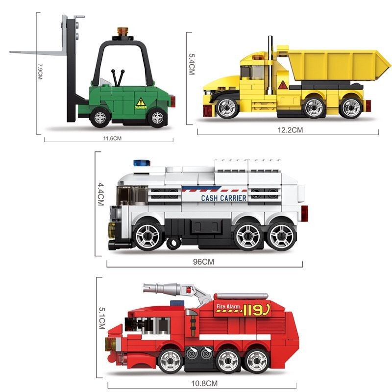 積木 積木車 兼容 兼容樂高汽車積木 叉車工程車消防車救護車 兒童智力拼裝玩具