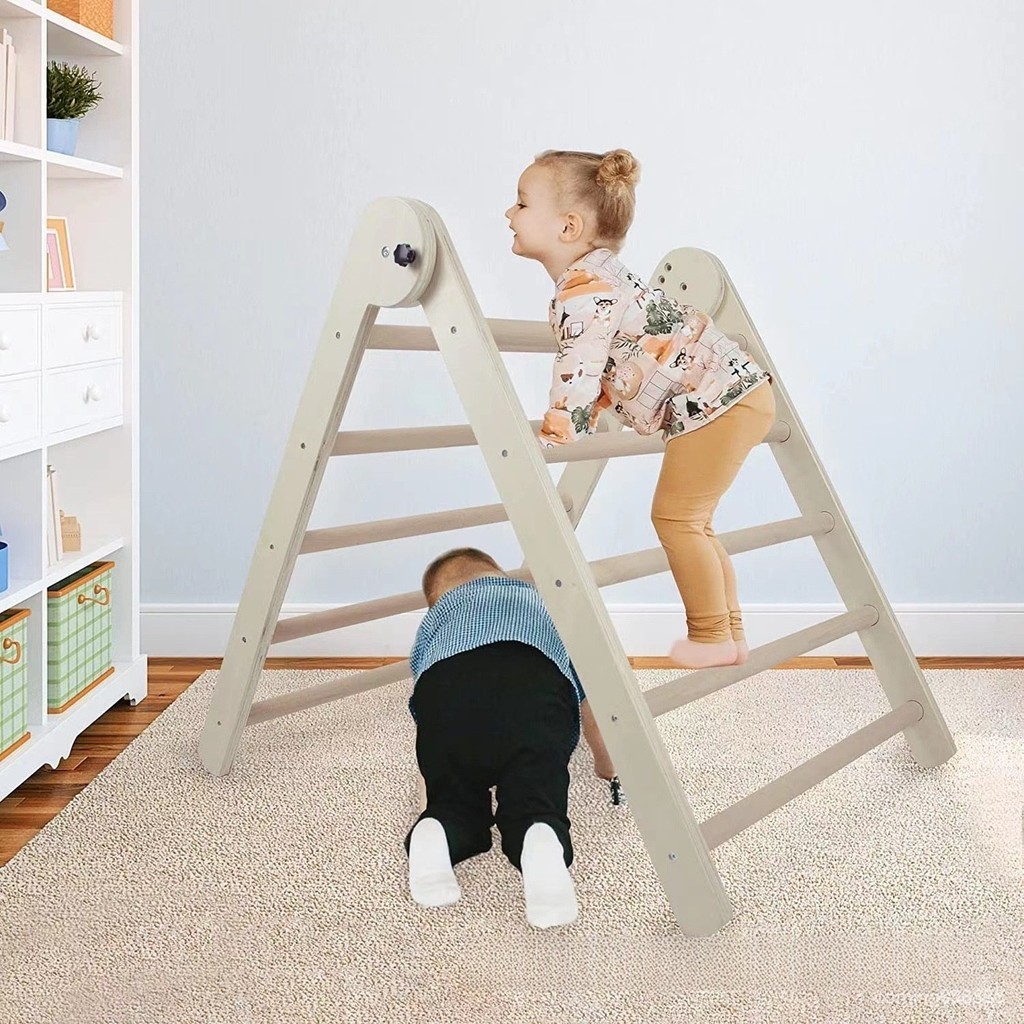 兒童木質攀爬架 幼兒室內滑梯 玩具寶寶感統訓練器材 可折疊實木爬梯 多功能攀爬架