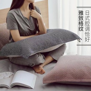 日式紗佈綁帶枕巾純棉防脫落鬆緊帶固定式枕頭巾一對裝一條不掉毛 QJAE