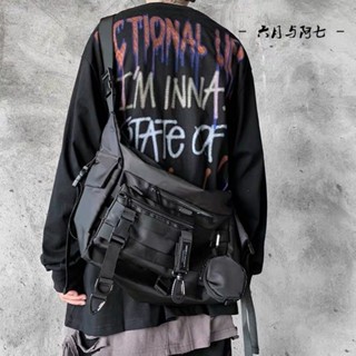 新款💯韓國機能工裝包 日係帆佈大容量ins潮流女戰術潮牌嘻哈男生單肩斜挎包 郵差斜揹包男 多隔層尼龍工具男包 防水肩帶包