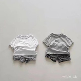 寶寶套裝 寶寶衣服 嬰兒套裝 韓版夏款短袖短褲套裝 卡通圖案T恤短褲夏款 男童女童T恤短袖套裝 純棉上衣褲子兩件套