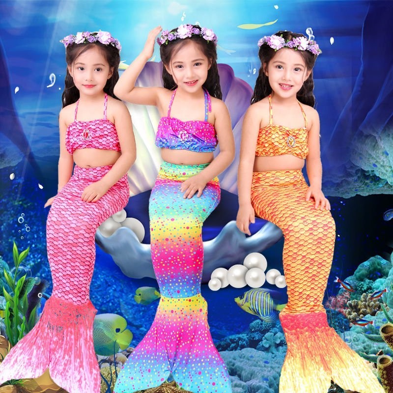 壹本🌈兒童美人魚衣服 女孩公主裙兒童人魚尾巴遊泳衣美人魚兒童服裝 GKOW