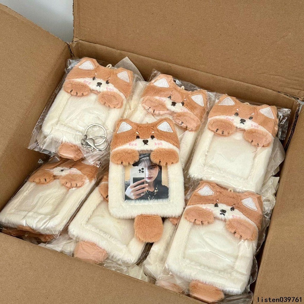 🧸 卡套 毛絨憨憨小柯基卡套韓國ins小企鵝愛豆追星小卡照片展示掛件