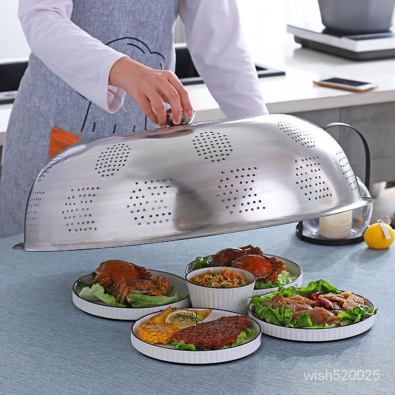 不銹鋼菜罩 大號傢用圓形餐桌罩 防蒼蠅防塵桌蓋 特大號蓋菜罩食物罩