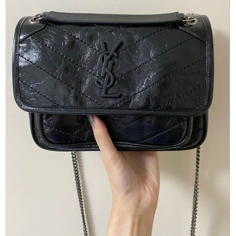 正貨/二手 SAINT LAURENT 聖羅蘭 YSL NIKI 中號 經典 郵差包 流浪包 498894 斜背包 女