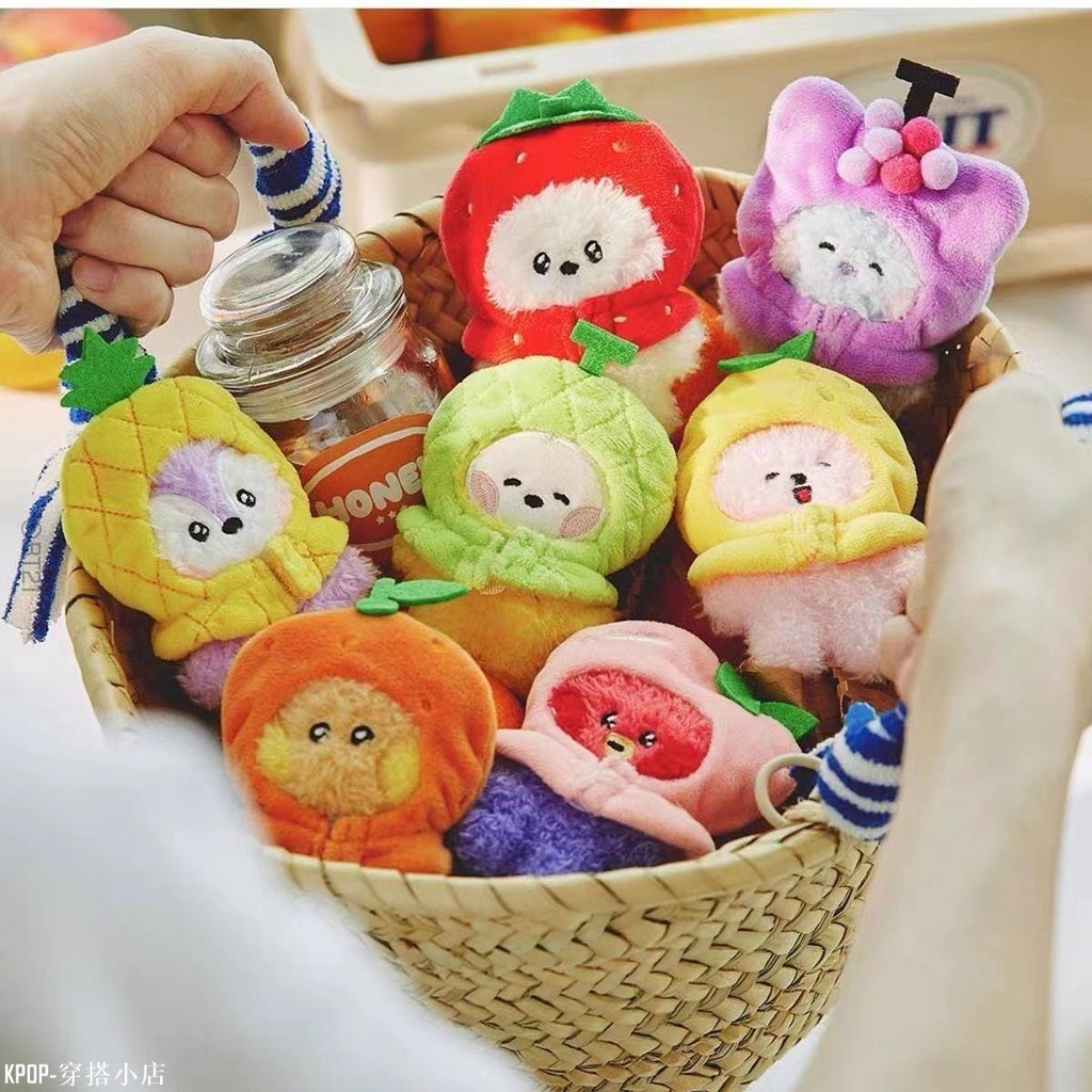 KPOP BT21 mini minini 水果系列迷你毛絨公仔小玩偶衣服可拆娃娃鑰匙