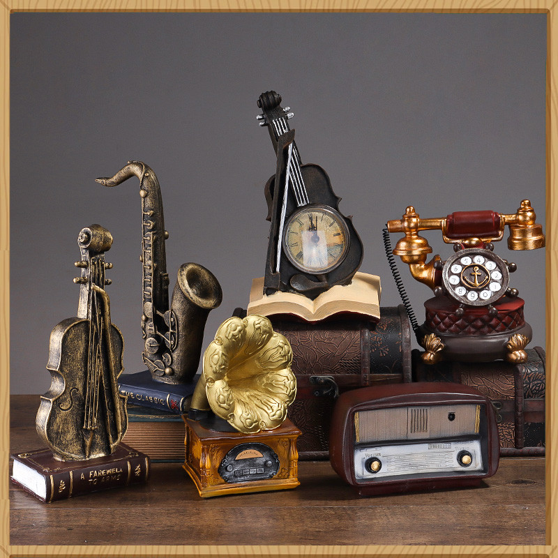 🔥小紅書爆款🔥 複古美式擺件收音機留聲機歐式輕奢酒櫃書櫃創意小擺設現代裝飾品