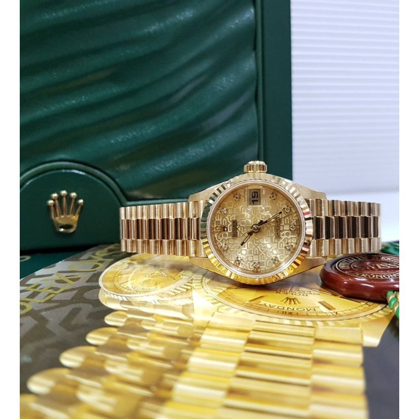 默默店二手ROLEX 勞力士 69178 蠔式 18K金錶 原廠盒證雙吊牌 自動上鍊 原廠紀念金十鑽面盤 錶特價 機