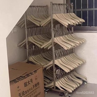 宅配免運😊服裝店放衣架不銹鋼收納架移動收納衣架子多層省空間褲夾收納神器 衣架
