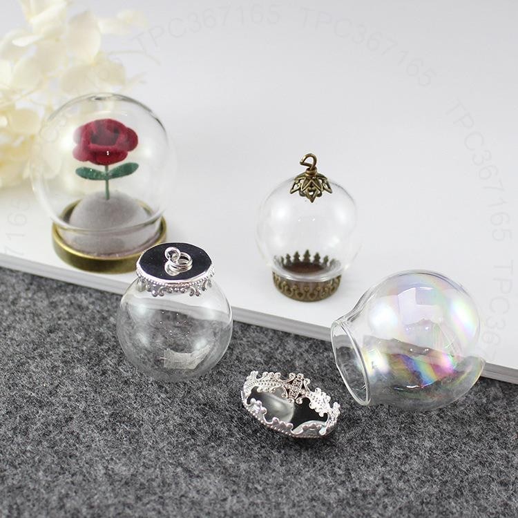手工玻璃球水晶球DIY飾品配件項鏈吊墜配件球形玻璃罩多規格13811