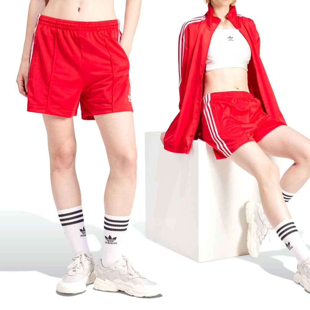 Adidas Firebird Short 女款 紅色 寬鬆 鬆緊 腰身 側面拉鍊口袋 運動 短褲 IP2957