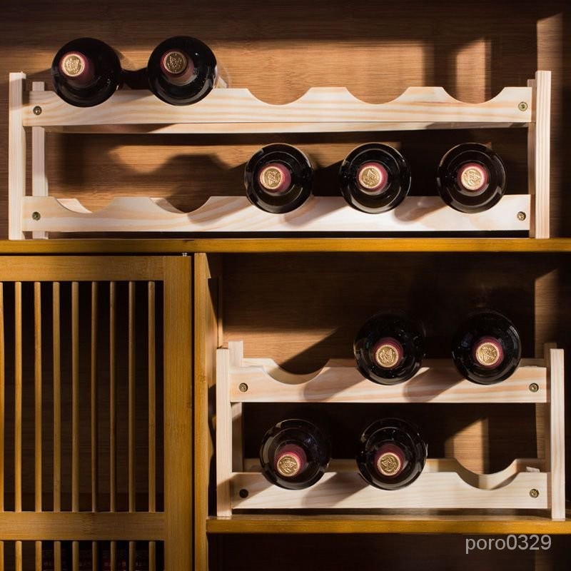 【特惠~799-60】#紅酒架擺件葡萄酒架子實木傢用小型現代簡約紅酒櫃展示架紅酒格子