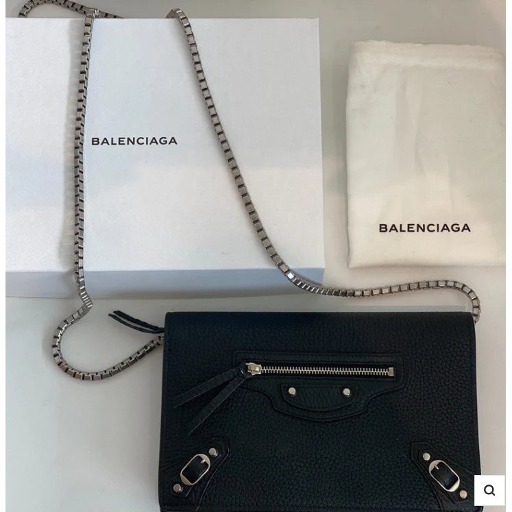 精品二手Balenciaga edge woc 黑色 銀邊 銀釦 mini city 機車包 鏈條包