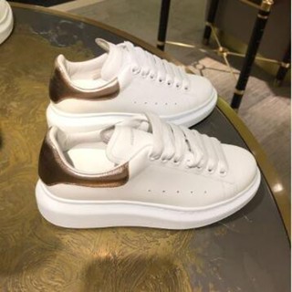 二手現貨 Alexander McQueen oversized白色 玫瑰金色尾 厚底鞋/增高鞋 現貨